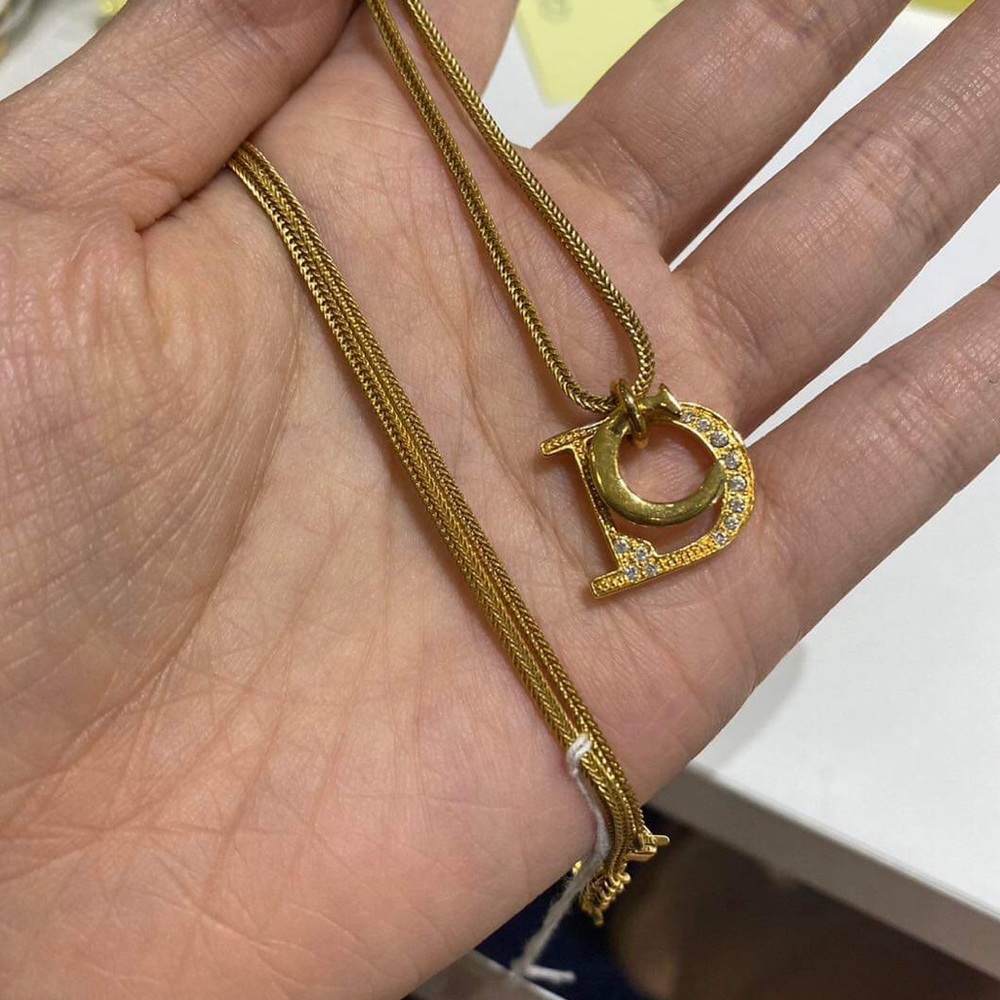 Dior necklace w/ rhinestones gold tone w/ stamp